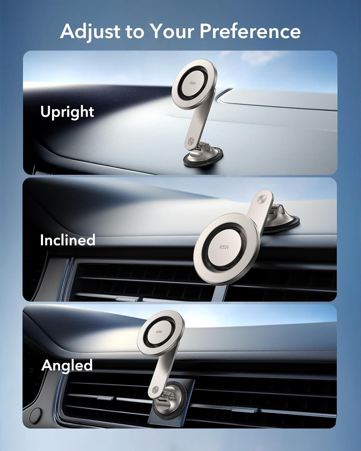 for Magsafe Car Mount, Dashboard Magnetic Phone Holder for Car, 360° Rotation, Car Phone Holder Mount for Iphone 16/16E/15/14/13/12, S25, Strong Magnets, Car Accessories(With 2 Mental Rings)