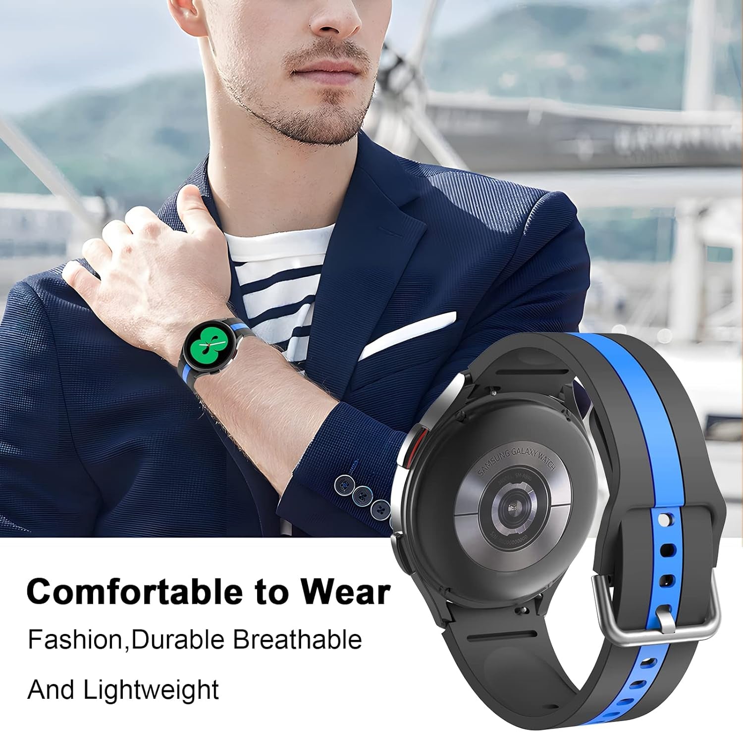 Compatible with Samsung Galaxy Watch 4 Band，Soft Silicone Sports Strap for Galaxy Watch 4 40Mm 44Mm / Galaxy Watch 4 Classic 42Mm 46Mm / Galaxy Watch 3 41Mm Smartwatch