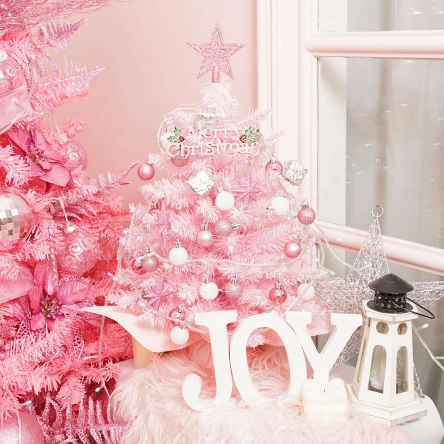 Mini Christmas Tree Christmas Pink Tree Artificial Christmas Tree Small Christmas Tree Holiday Tabletop Christmas Tree Holiday Decoration for Home, Office, Party