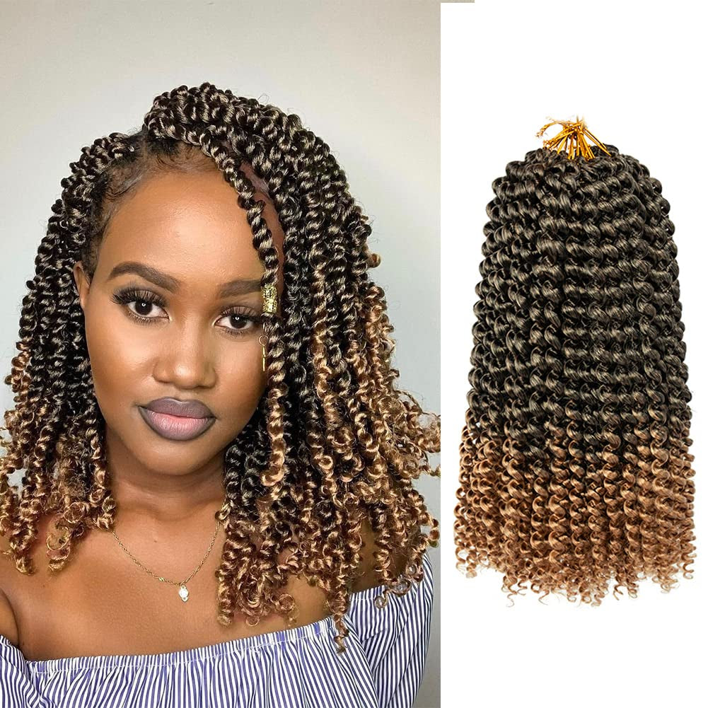 Passion Twist Hair 12 Inch 8 Packs Passion Twist Braiding Hair Water Wave Crochet Hair Extensions Bohemian Braids Passion Twist Crochet Hair Ombre Blonde (12 Inch,1B/27)