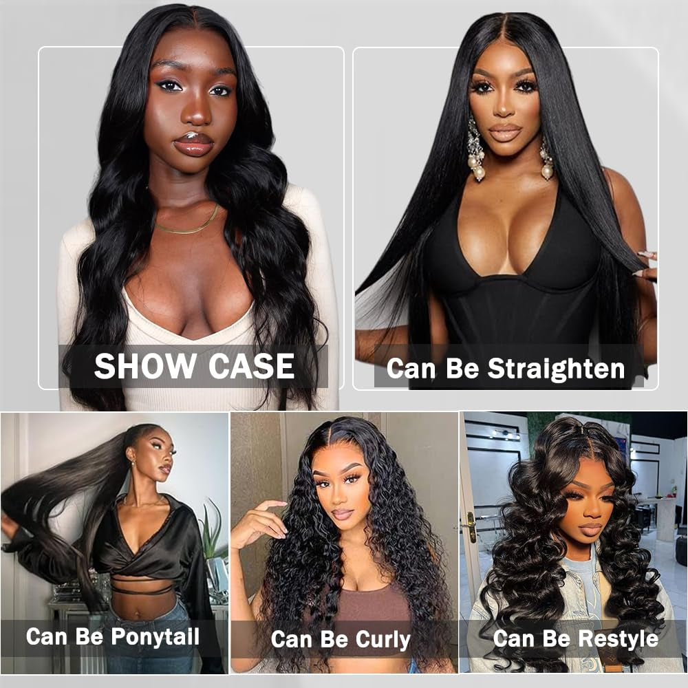 12A Body Wave Bundles Human Hair 16 18 20 22 4 Bundles Human Hair 100% Brazilian Human Hair Bundles Weave Bundles Deals Real Human Hair Natural Black Color for Women