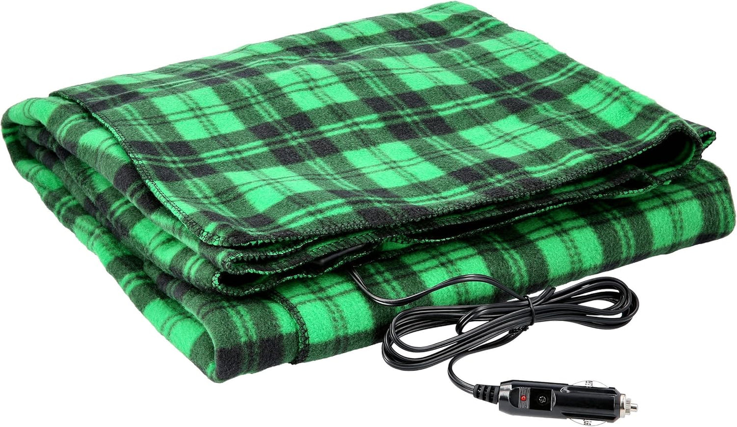 Heated Car Blanket - 12-Volt Electric Blanket for Car, Truck, SUV, or RV - Portable Heated Throw - Camping Essentials by  (Black Plaid) TRUCK DRIVER