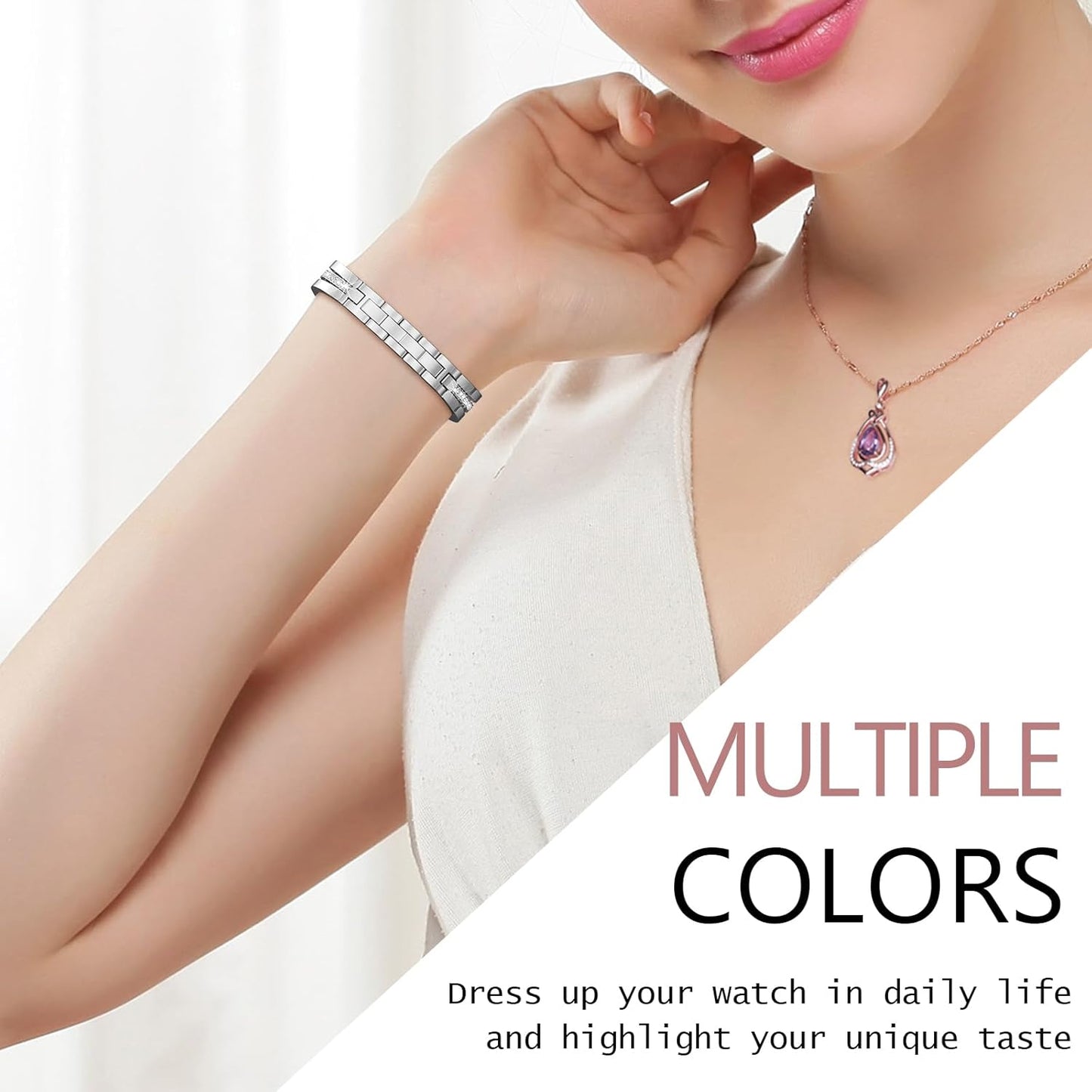 Slim Gold Band Compatible with Apple Watch 38Mm 40Mm 41Mm 42Mm 44Mm 45Mm 46Mm Women Thin Metal Strap Dressy Jewelry Bracelet with Bling Diamond for Iwatch Bands Series 10 9 8 7 6 5 4 3 SE