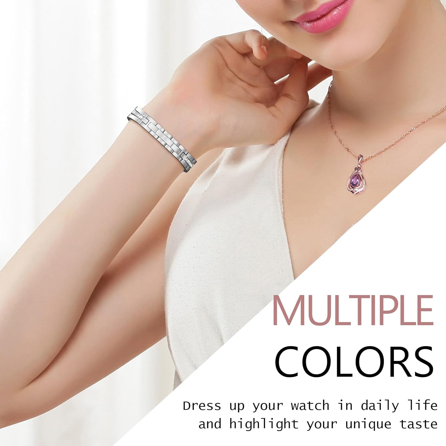 Slim Gold Band Compatible with Apple Watch 38Mm 40Mm 41Mm 42Mm 44Mm 45Mm 46Mm Women Thin Metal Strap Dressy Jewelry Bracelet with Bling Diamond for Iwatch Bands Series 10 9 8 7 6 5 4 3 SE