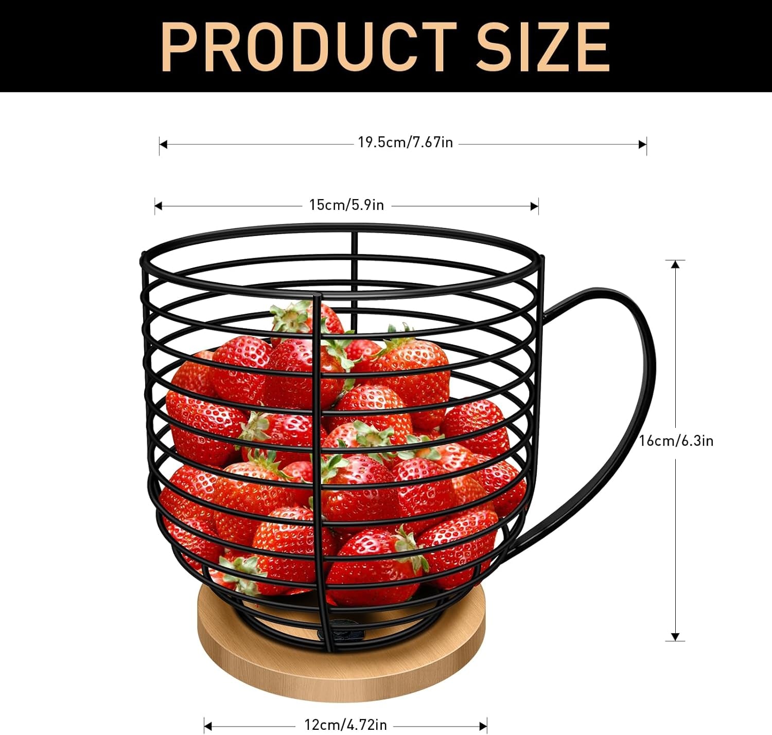 Coffee Pod Holders for Counter - K Cup Holders for Counter - Coffee Pods Storage Organizer - Coffee Bar Accessories - Large Capacity Black Wire Kup Storage with Wooden Base.