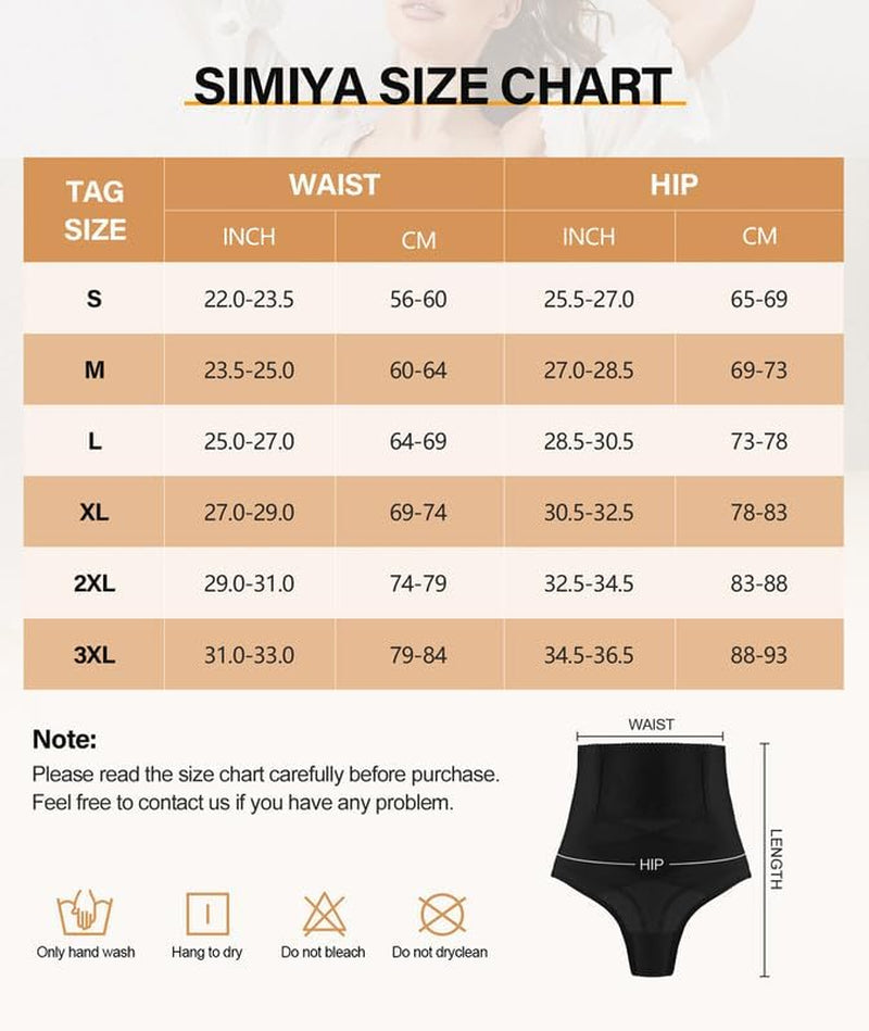 Thong Shapewear Tummy Control Underwear for Women High Waisted Stay-Put Body Shaper Girdle Targeted Compression