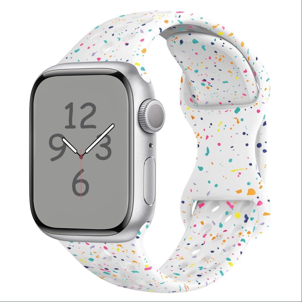 Silicone Watchband Compatible with Apple Watch Band 49Mm 45Mm 44Mm 42Mm 41Mm 40Mm 38Mm, Breathable Sport Wristband Soft Watch Strap for Iwatch Series 9, Ultra 2, Ultra 8 7 6 5 4 3 2 1 SE for Women Man