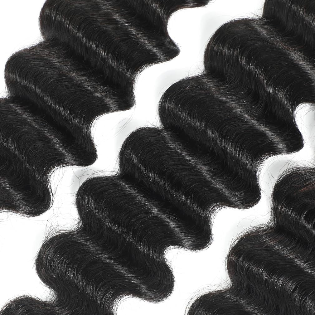 Brazilian Loose Deep Wave Bundles Human Hair 100% Human Hair Bundles 18 20 22 Inches 12A Brazilian Virgin Remy Hair Bundles Deal Human Hair Natural Color 100% Human Hair Extensions for Women
