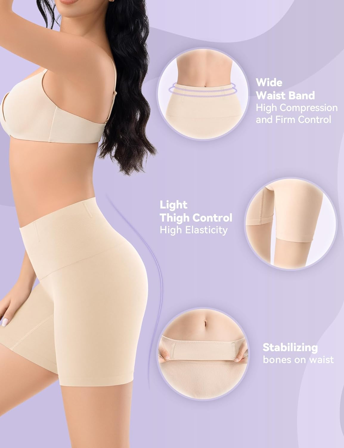 Shapewear Tummy Control, Mid-Waist Body Shaper Shorts, Women'S Girdle Shorts and Spanks Shape Wear