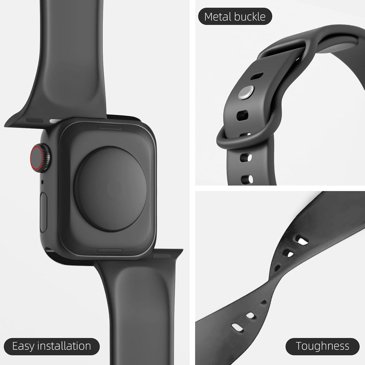 Sport Bands Compatible with Apple Watch Band 38Mm 40Mm 41Mm 42Mm 44Mm 45Mm 49Mm,Soft Silicone Waterproof Strap Compatible with Iwatch Apple Watch Series 9 Ultra 8 7 6 5 4 3 2 1 SE Universal