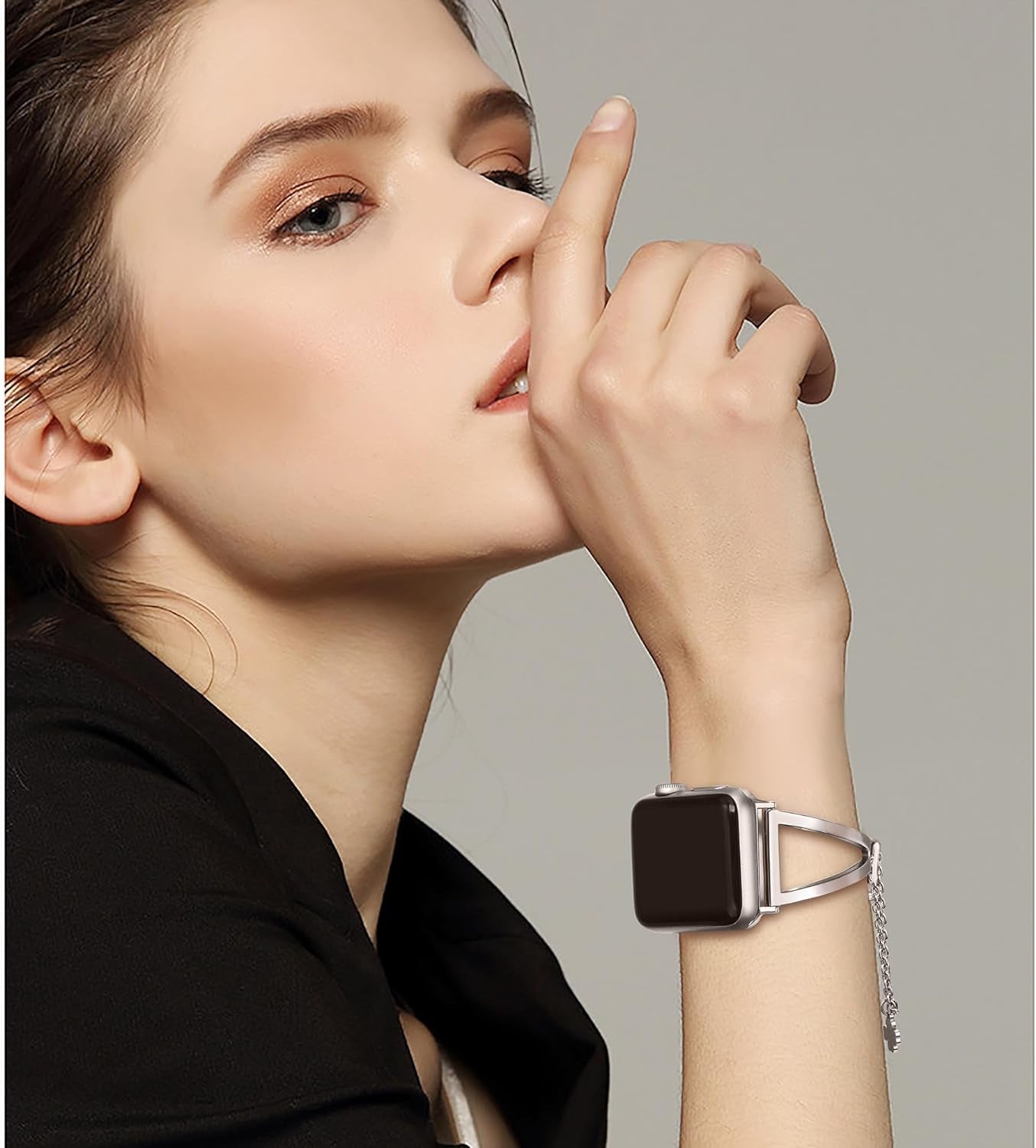 Stainless Steel Bands Compatible with Apple Watch Bands 38Mm 40Mm 41Mm 42Mm 44Mm 45Mm Iwatch Series 9/8/7/6/5/4/3/2/1/SE, Dressy Metal Bangle Bracelet Women