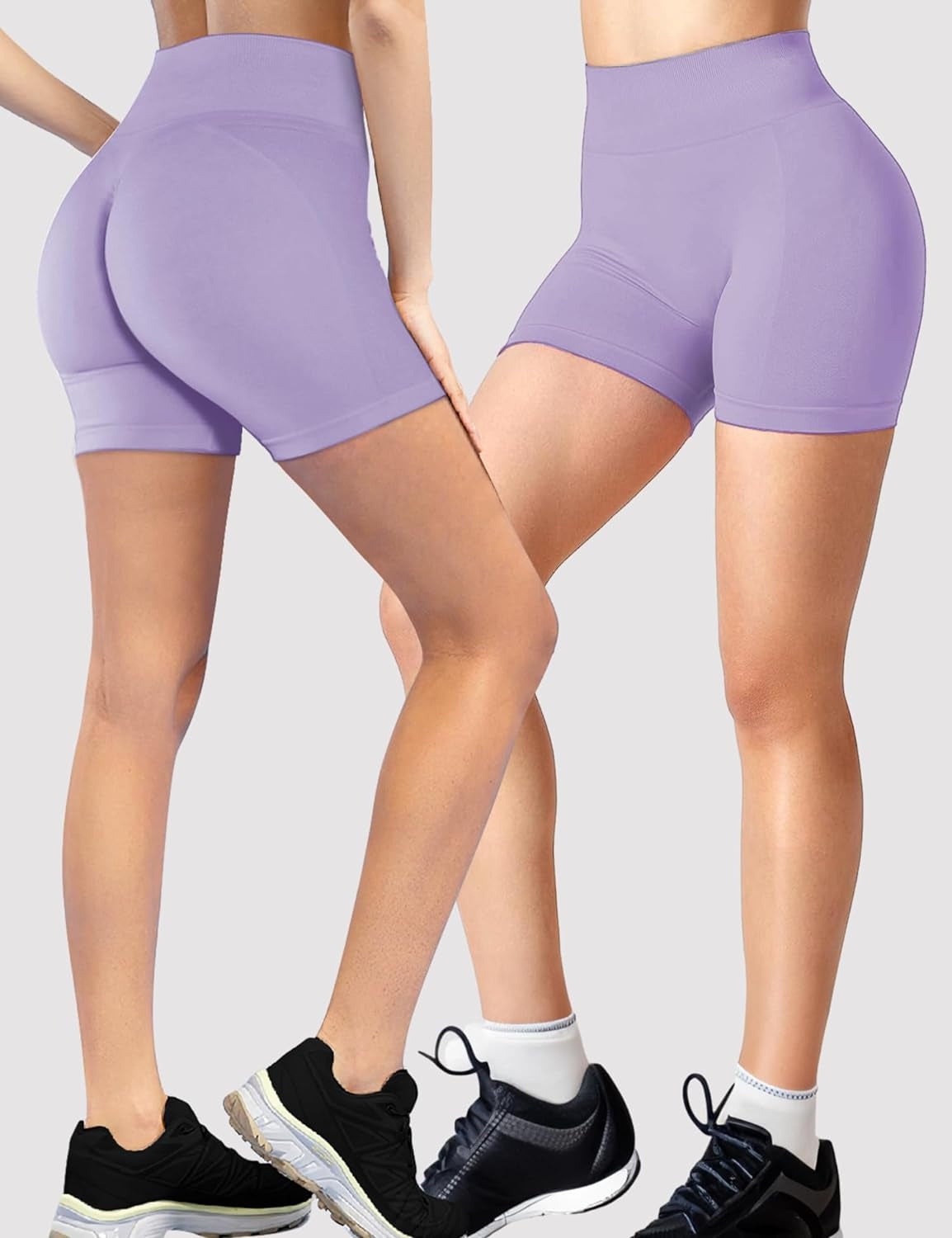 Gym Shorts Women, Seamless Yoga Workout Shorts, High-Waisted Scrunch Butt Booty Lifting Athletic Running Shorts