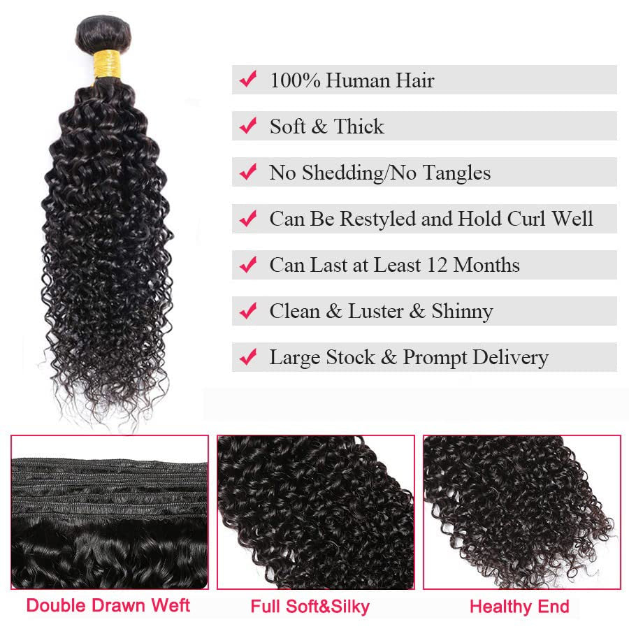 Kinky Curly Bundle Human Hair 10 Inch 8A Unprocessed Virgin Remy Kinky Curly Human Hair 1 Bundle Virgin Hair Kinky Curly 1 Bundle (100G) Natural Color (10") …