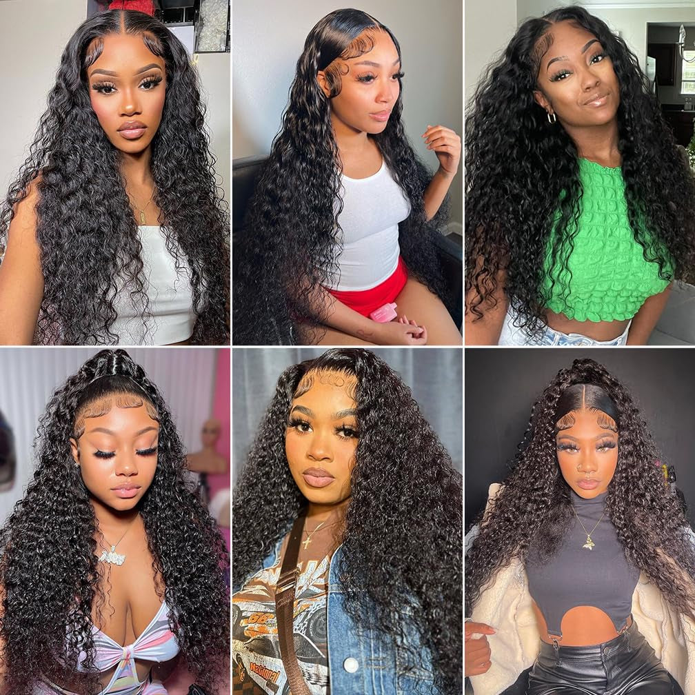Brazilian Water Wave Wet and Wavy Human Hair 4 Bundles for Black Women Curly Wave 4 Bundles 20 22 24 26 Human Hair Bundles Water Wave Hair Extensions