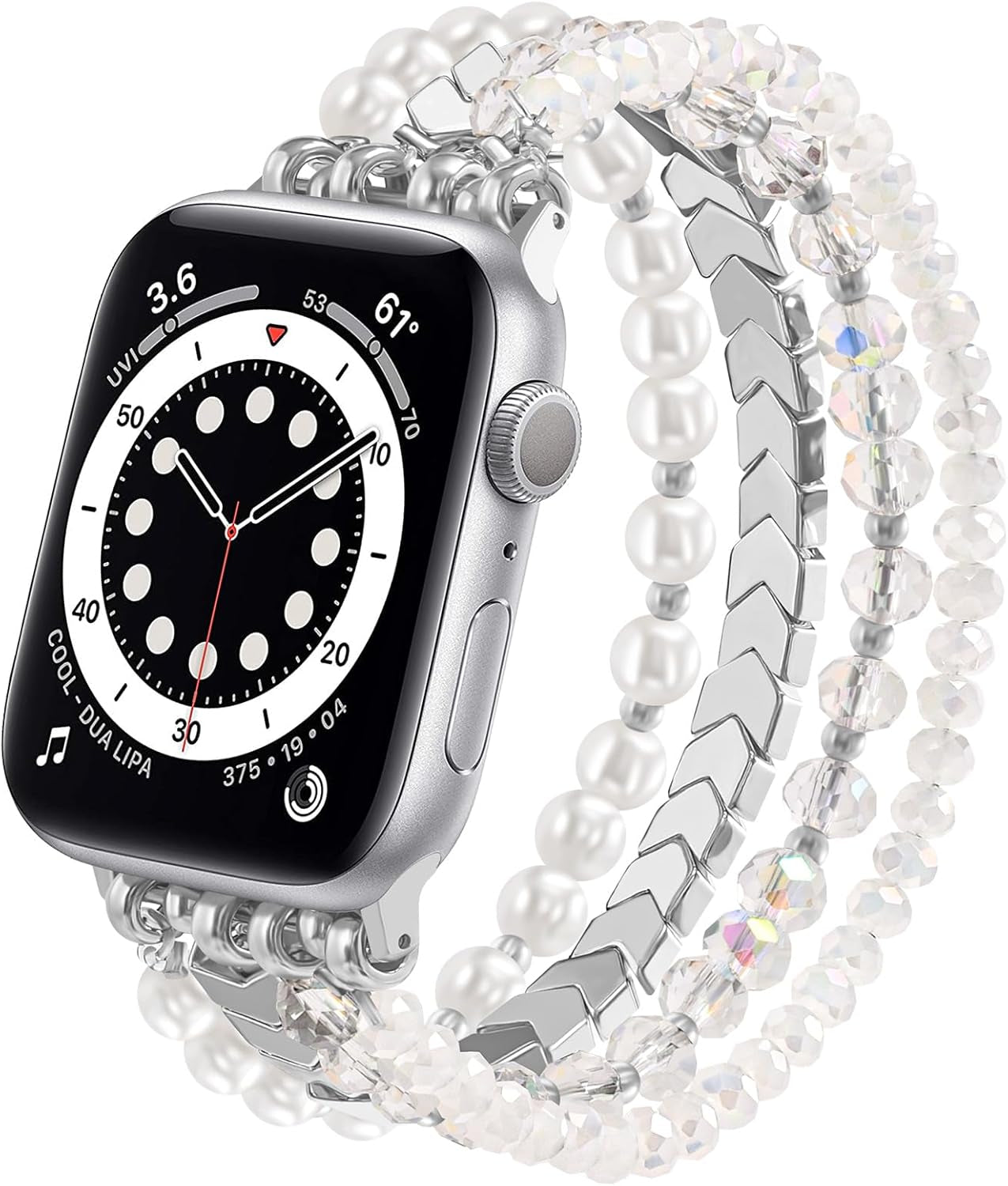Beaded Bracelet Compatible with Apple Watch Band 38Mm/40Mm/41Mm/42Mm（Series 10） 9/8/7/SE/6/5/4/3/2/1 Women Fashion Handmade Elastic Stretch Strap for Iwatch Bands Replacement
