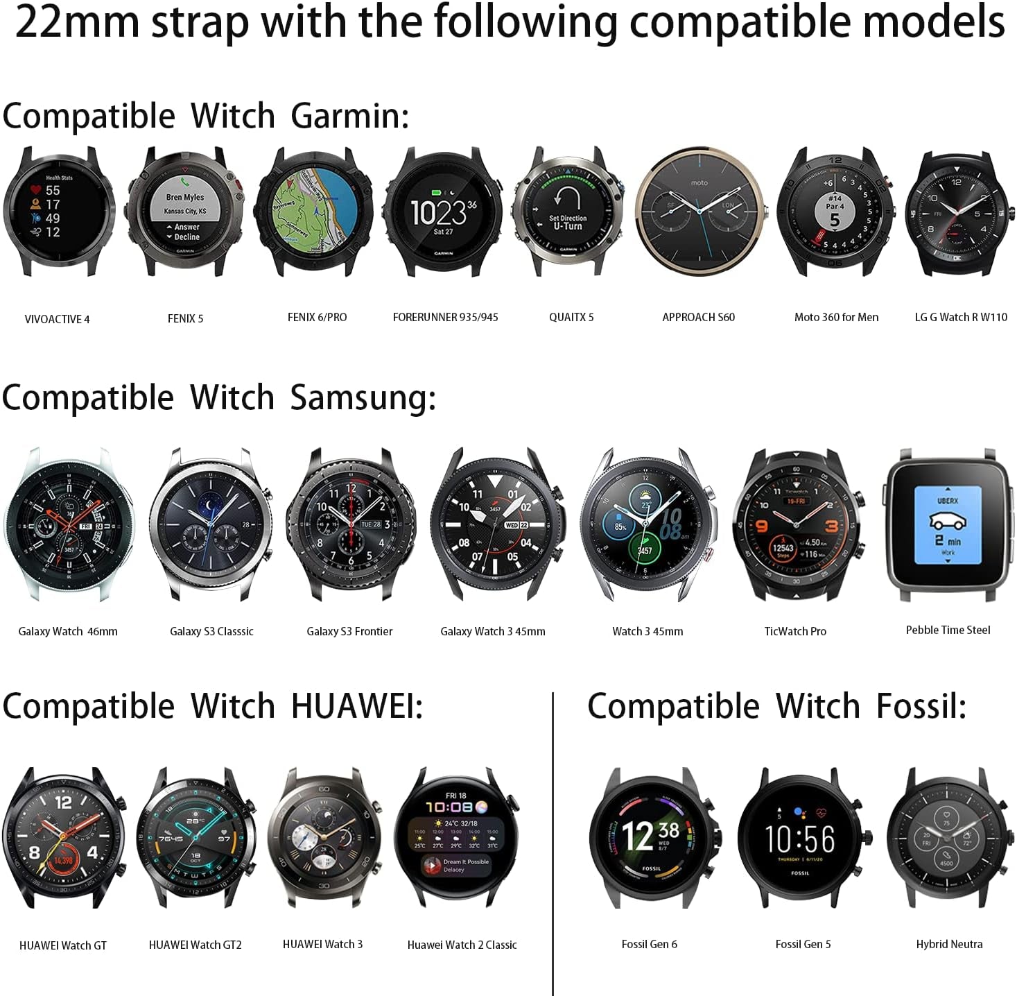 Band Compatible with Samsung Gear S3 Classic / Gear S3 Frontier / Forerunner 945 / Forerunner 955 / Vivoactive 4, 22Mm Soft Silicone Watch Band Quick Release Breathable Bracelet Replacement for Men Women