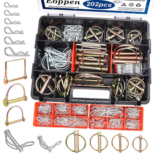 202Pcs Hitch Pins Clip Pins Assortment Kit, Heavy Duty Tractor Pins Linch Pins PTO Pins Tractor Accessories for Trailers, Tractors, Trucks, Lawn Mower, Farm Equipment, Tractor Attachments TRUCK DRIVER