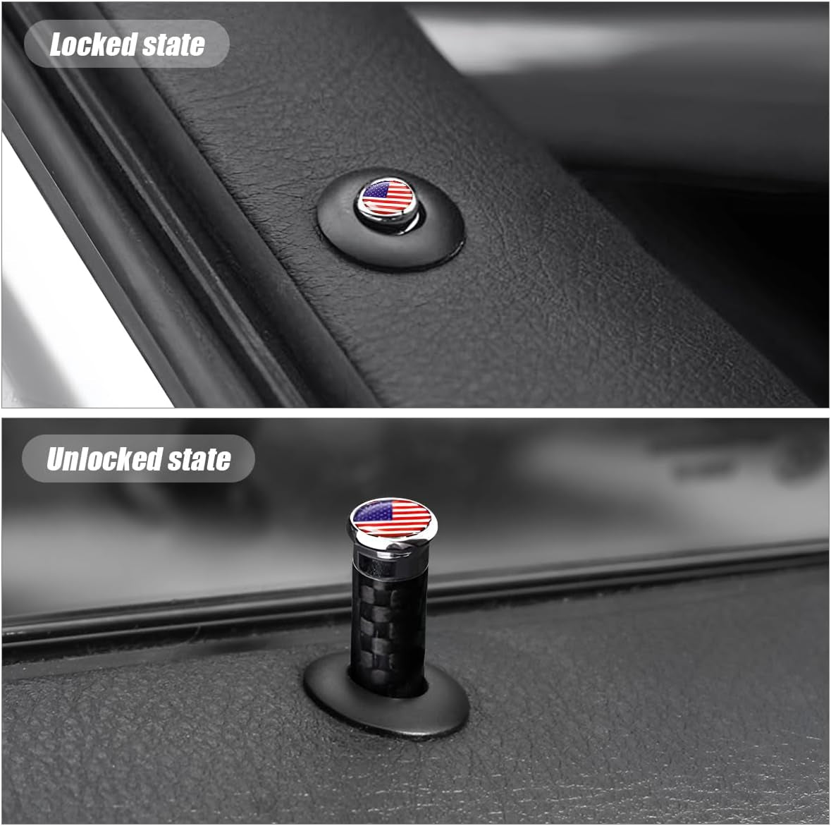 4PCS Car Door Lock Knobs, American Flag Carbon Fiber Door Lock Pin Cover, Decorative Modification Door Lock Bolt Pin Cover, Auto Accessories Universal for SUV, Truck, Van (Red Flag) TRUCK DRIVER