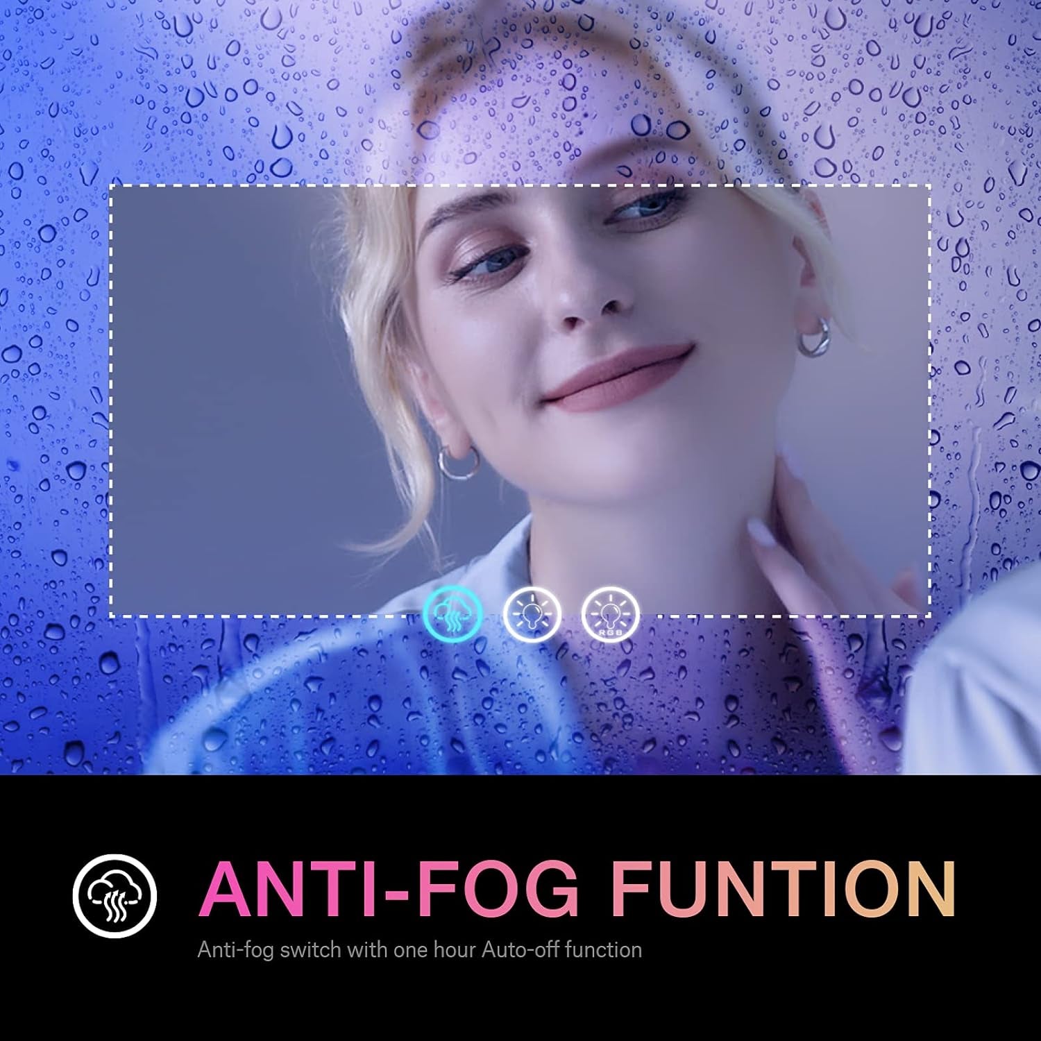 60”X30“ RGB LED Bathroom Mirror with Lights for Bathroom, Anti-Fog, Dimmable，Multiple Light Modes, RGB Backlit + Front Light, Memory Function, Tempered Glass