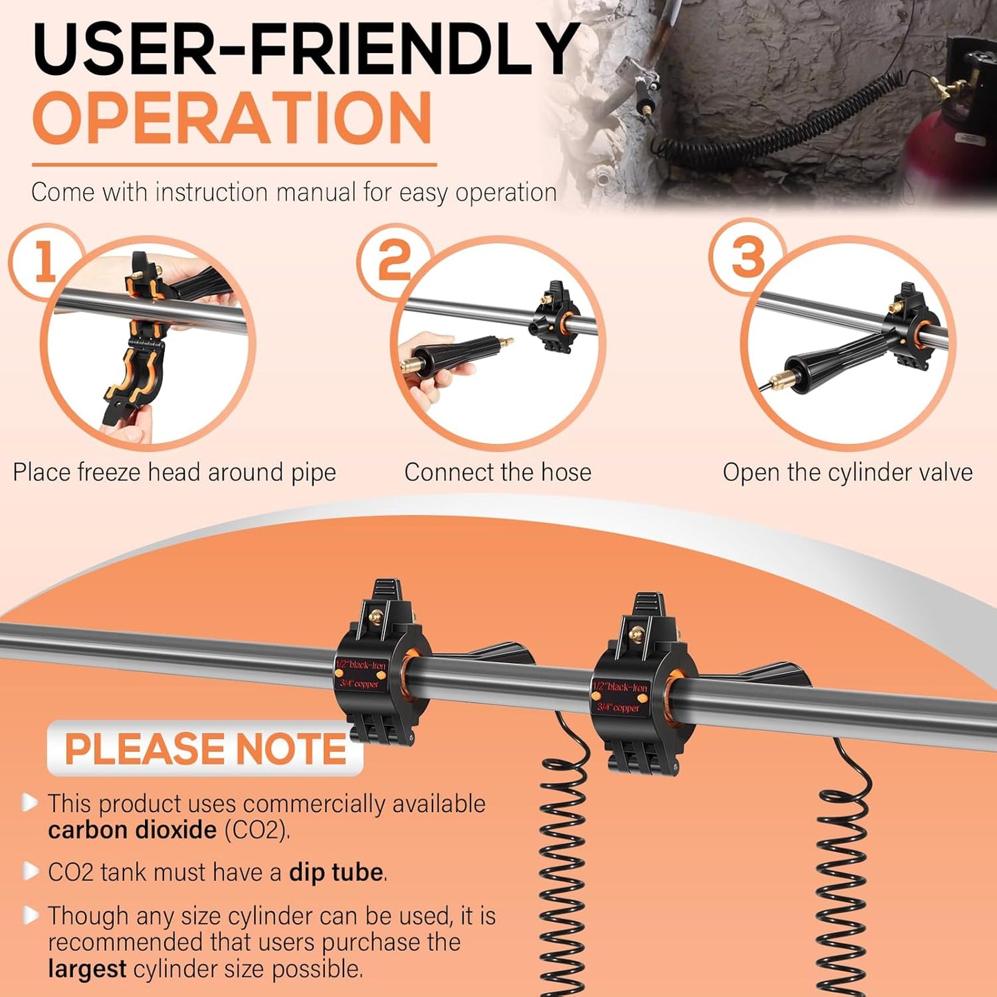 CST2 General Cold-Shot Pipe Freeze Kit, General Pipe Cleaners, Quickly Freezes Pipes from 1/8" to 2", Repair Water Systems without Draining