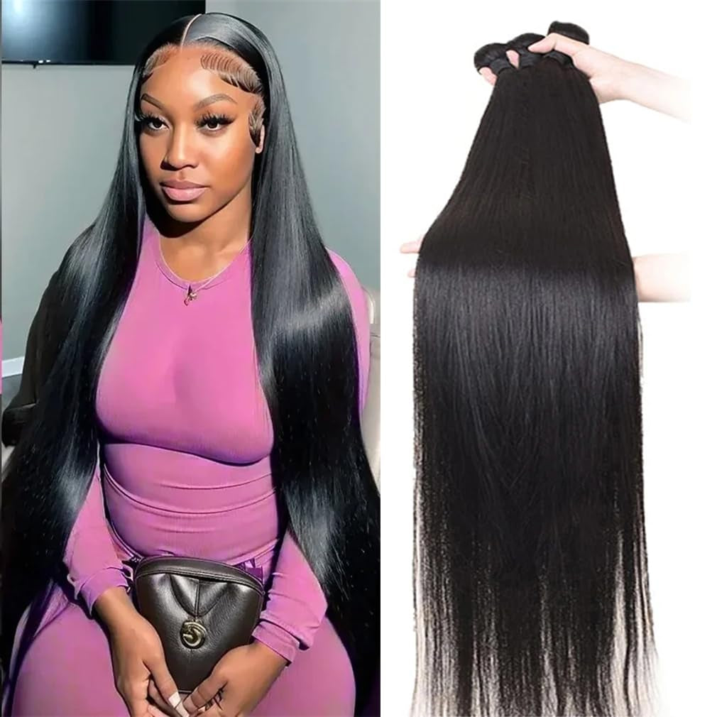 Straight Bundles Human Hair 18 20 22 Lnch Human Hair Bundle 12A 100% Unprocessed Brazilian Straight Wave Bundles Human Hair Natural Black Color 3 Bundles Human Hair