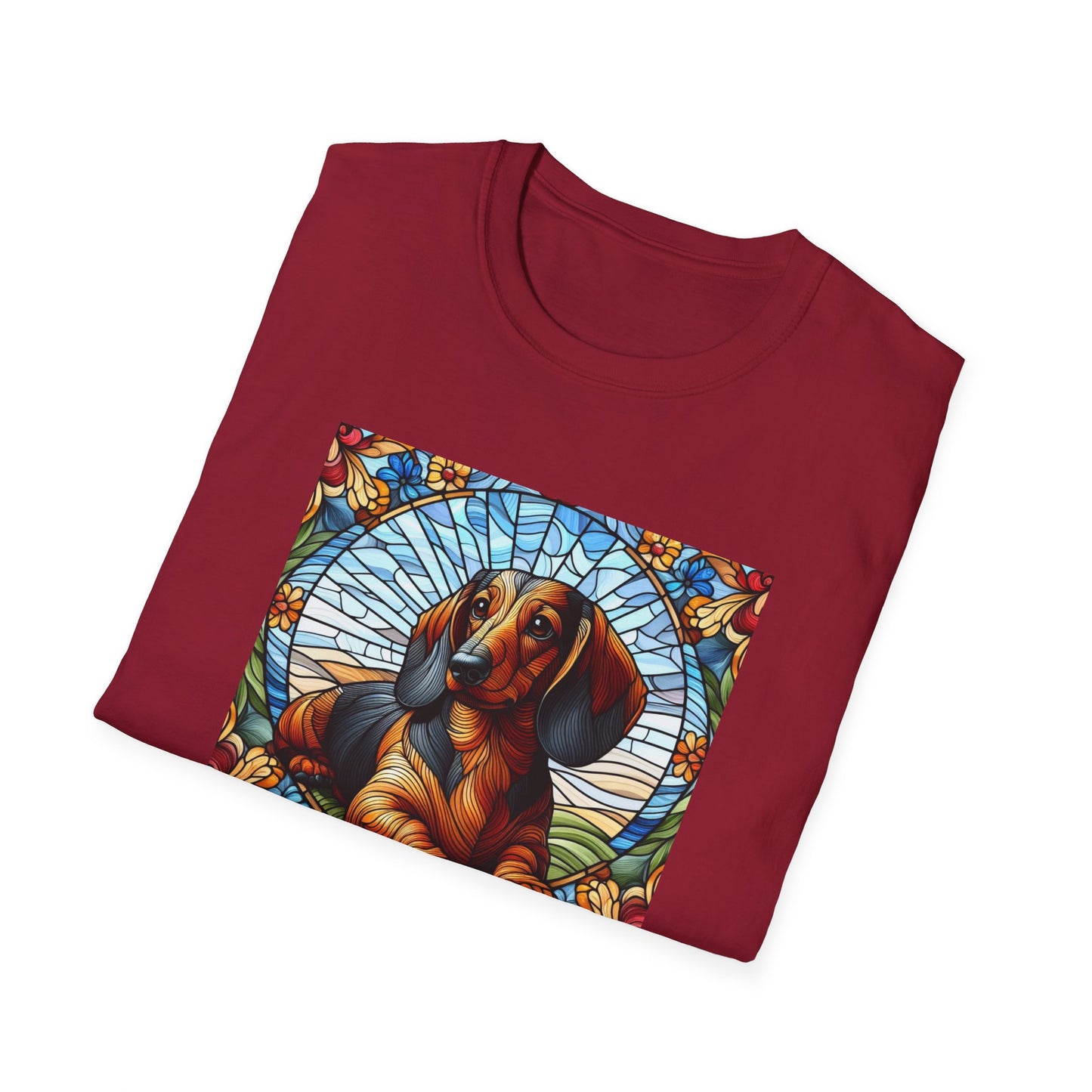 Dachshund Stained Glass Unisex Softstyle T-Shirt
