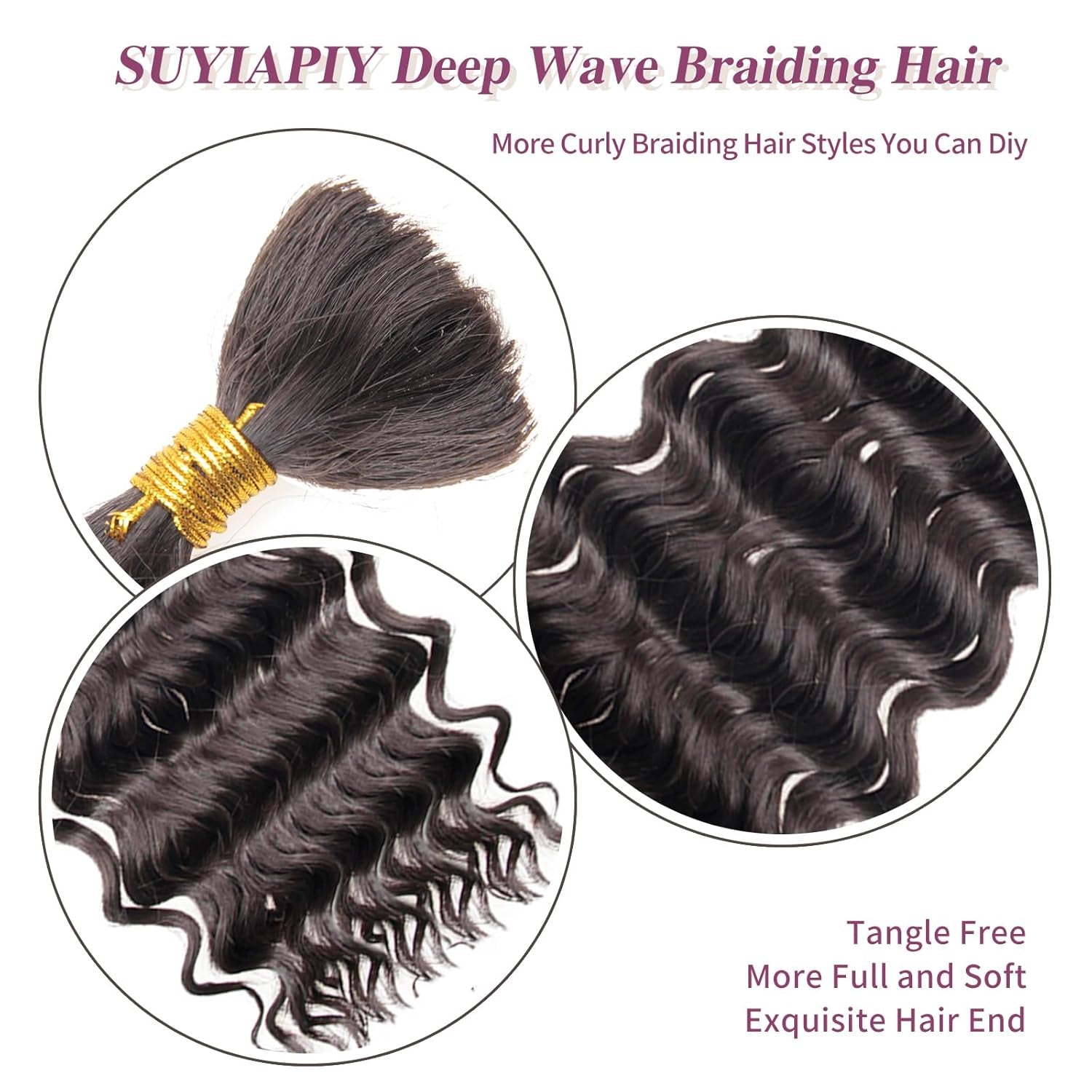 Boho Hair for Braiding Deep Wave Bulk for Braiding Curly Braiding Hair Wet and Wavy Braiding Hair Deep Water Wave Braiding Hair Extensions for Black Women (4#, 18 Inch)