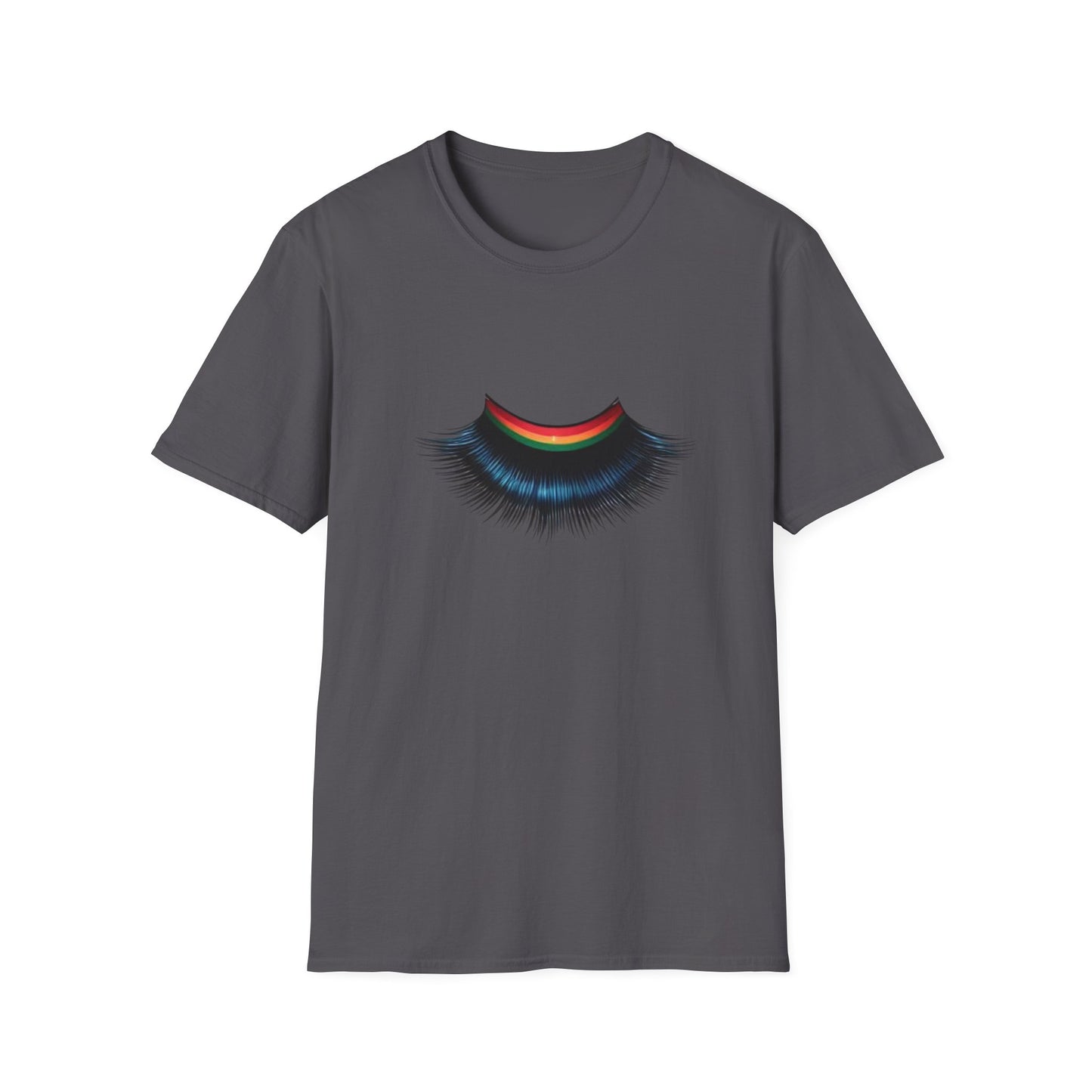 Cheerful Graphic Unisex Softstyle T-Shirt - Whimsical Gucci Inspired Eye Lashe Smile Design