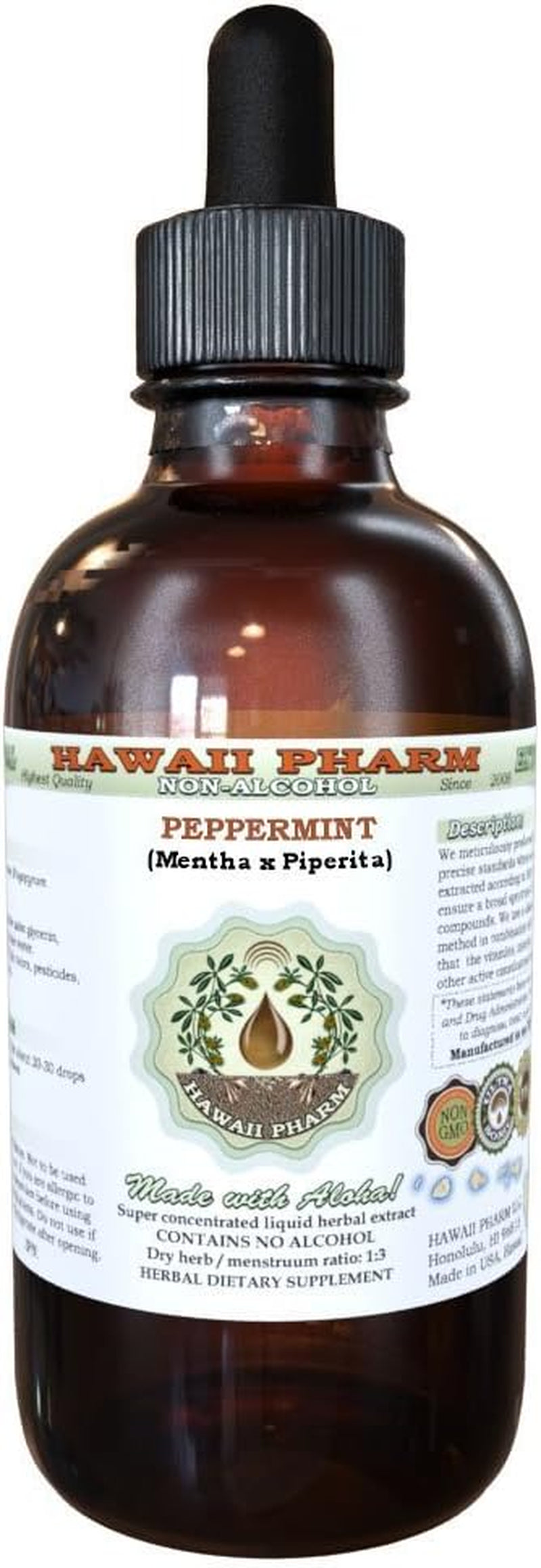 Peppermint Alcohol-Free Liquid Extract, Organic Peppermint (Mentha X Piperita) Dried Leaf Glycerite Natural Herbal Supplement, , USA 2 Fl.Oz TLBH
