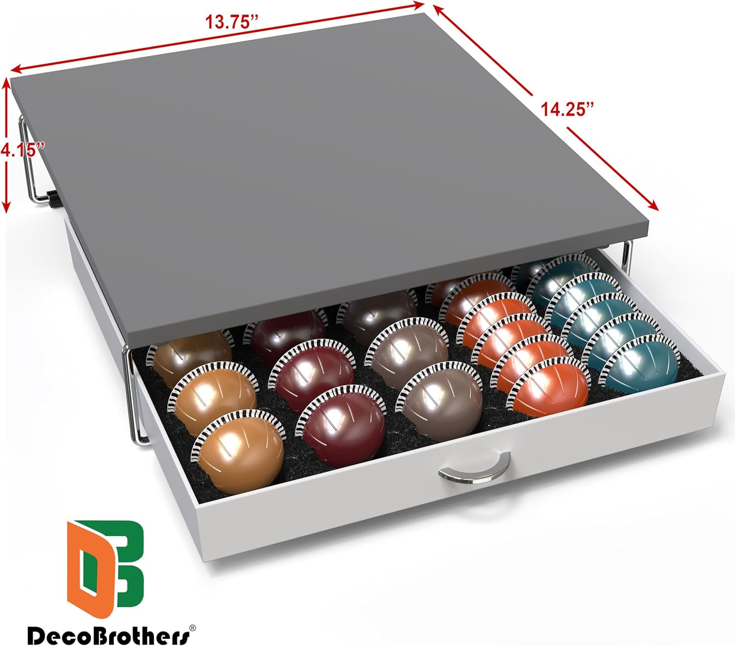 Decobrothers Supreme Vertuoline Drawer, Holds with 30 Big or 60 Small Vertuoline Pods, Grey