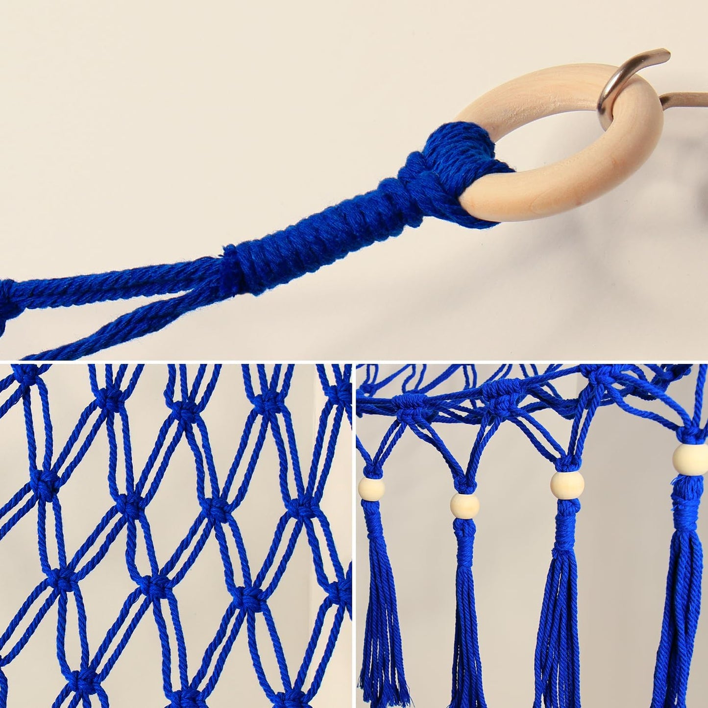 Stuffed Animal Toy Storage Hammock with LED Light-Macrame Jumbo Doll Room Organizer Mesh Decoration-Hanging Storage Nets Kids Bedroom(Blue Beads)