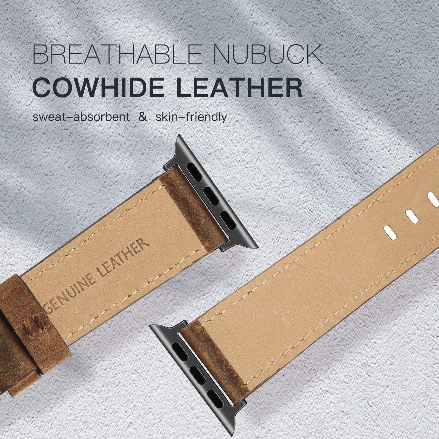 Leather Bands Compatible with Apple Watch 49Mm 46Mm 45Mm 44Mm 42Mm Band Men Women, Vintage Genuine Leather Wristband Replacement Band Compatible for Apple Watch Iwatch Series 10 9 8 7 6 5 4 3 2 1 SE2 SE