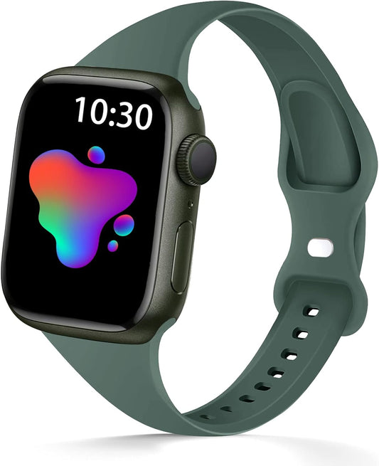 Silicone Sport Band, Compatible with Apple Watch Series 7/6/5/4/3/2/1/SE 38Mm 40Mm 41Mm 42Mm 44Mm 45Mm, Black, Unisex-Adults