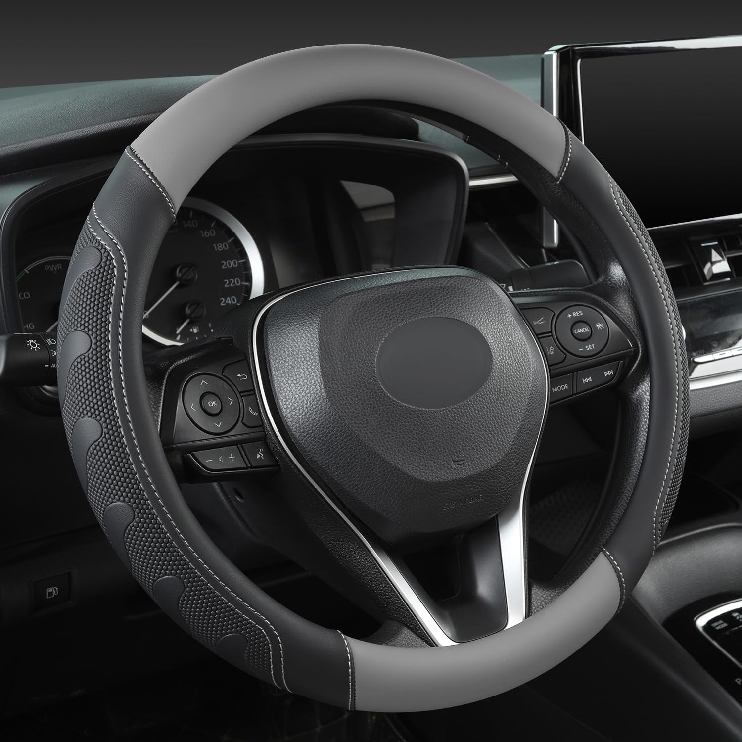 Steering Wheel Cover for Toyota, Auto Car Steering Wheel Cover for Toyota Highlander 4Runner Tacoma Corolla Camry - Black+Red Trim