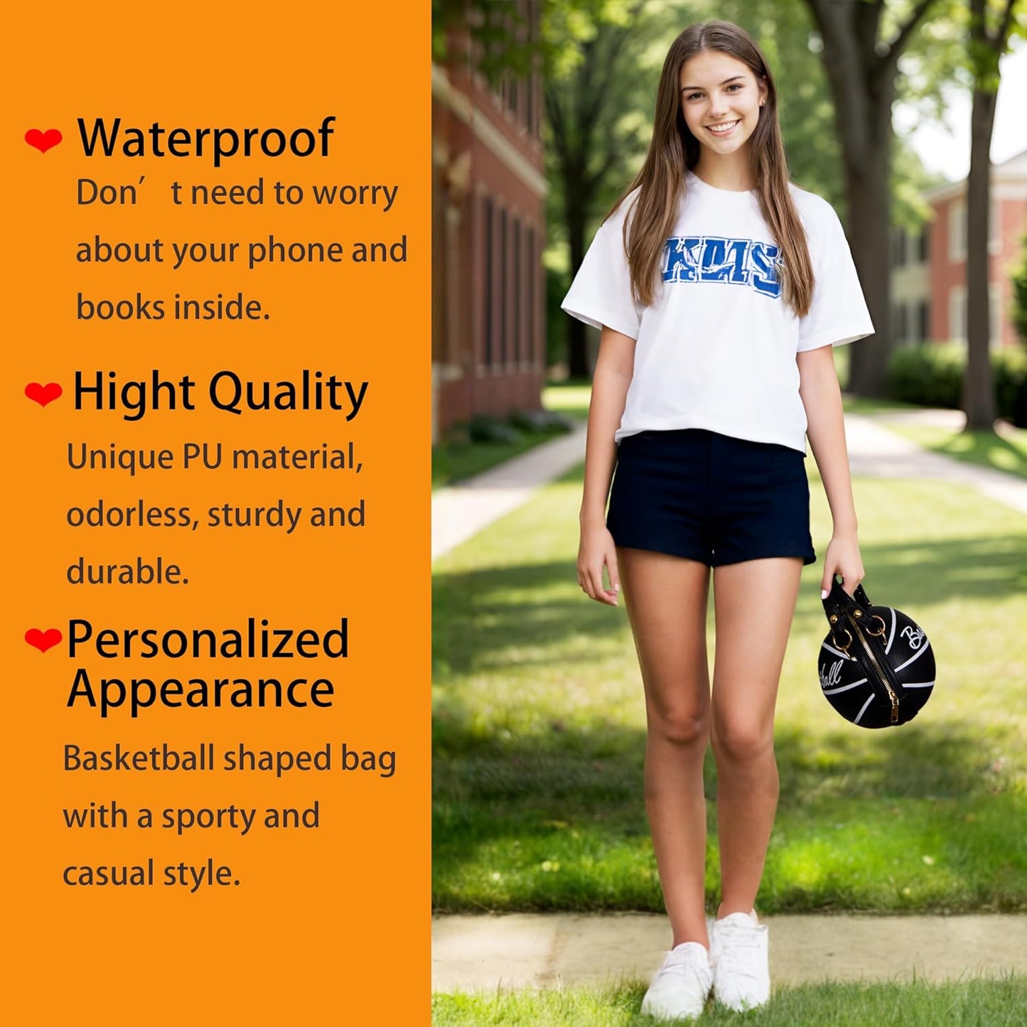 Adorable Basketball-Shaped Shoulder Bag for Girls