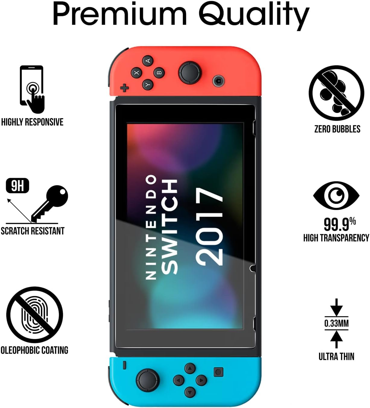 Auto-Alignment Onetouch for Nintendo Switch 6.2" 2017 Screen Protector, Tempered Glass, 30 Seconds Installation, Bubble Free, Anti-Scratch, Touch Sensitive, Ultra-Clear [2 Pack]