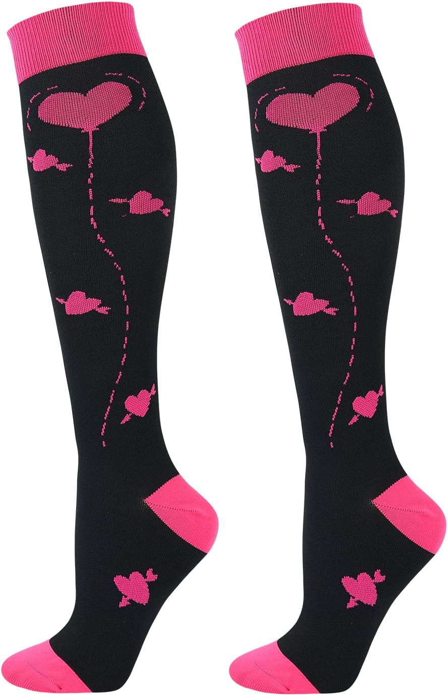 Junely Compression Socks for Women Knee High Festival Socks for Running Work Support Nurses Pregnancy Travel