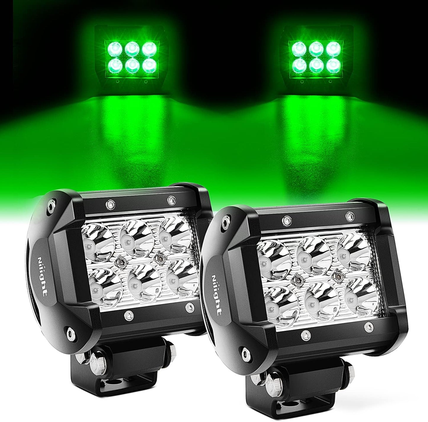 Led Pods 2Pcs 18W 1260LM Spot Led off Road Lights Super Bright Driving Fog Boat Lights Led Work Light Bar for Trucks Pickup Golf Cart SUV ATV UTV 4X4 Van Camper