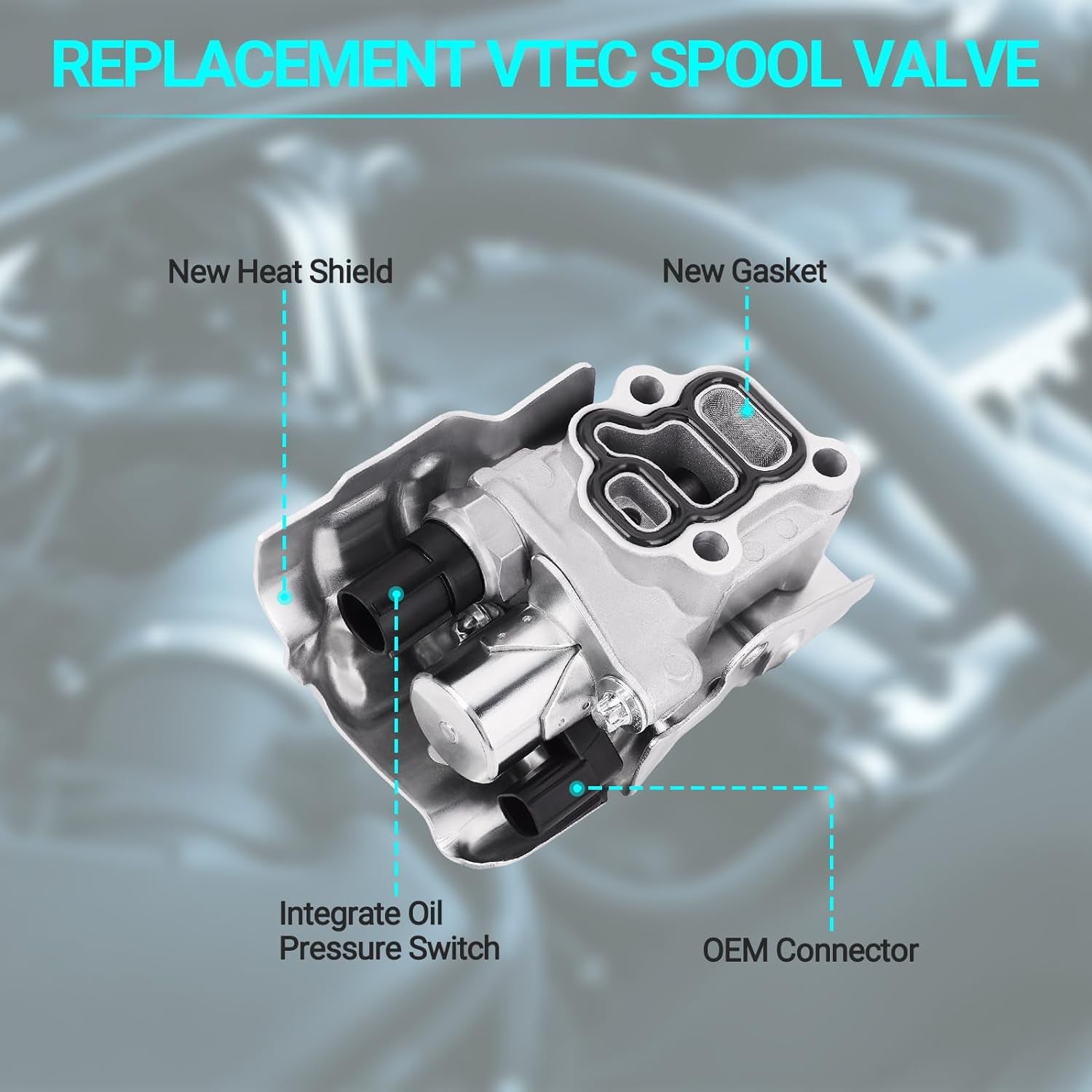 15810-RAA-A03 VTEC Solenoid Spool Valve with Oil Pressure Switch & Gasket - Fit for 2002-2011 Honda Acura - 2.4L Accord, CR-V, Element, 2.0L Civic,Rsx - Replace 15810-PNE-G01, 15810-PPA-A01, 917-224