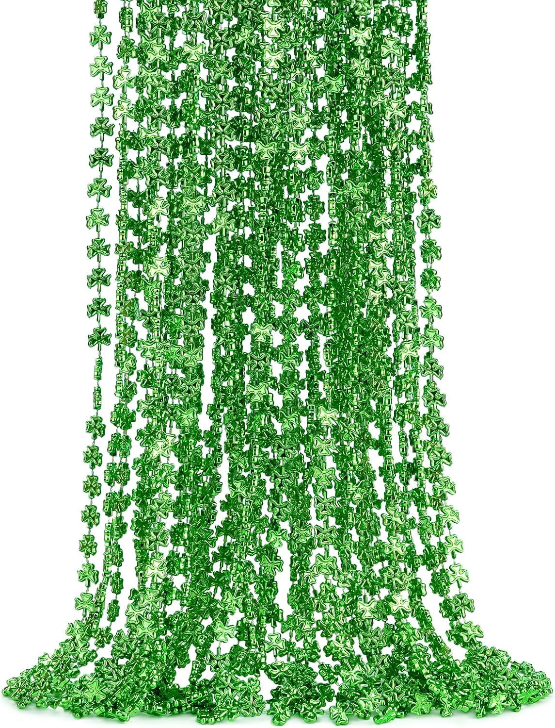 15 PCS St. Patricks Day Necklaces, Green Mardi Gras Christmas Bead Necklaces, 33" 7 Mm St. Patricks Day Green Beads St. Patricks Day Accessories for Mardi Gras, St. Patricks Day Party Favors