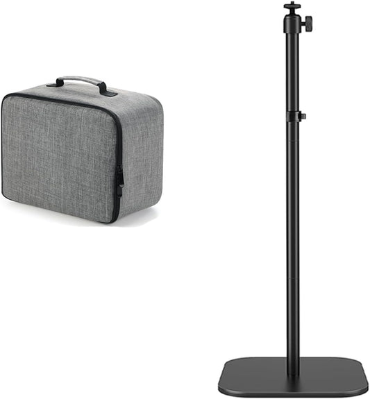 BOOM 3 Accessories Set: Grey Carry Case & 47.24" Fixed Height Projector Floor Stand. Portable Storage, 1/4-Inch Screw, Ideal for Travel & Projection