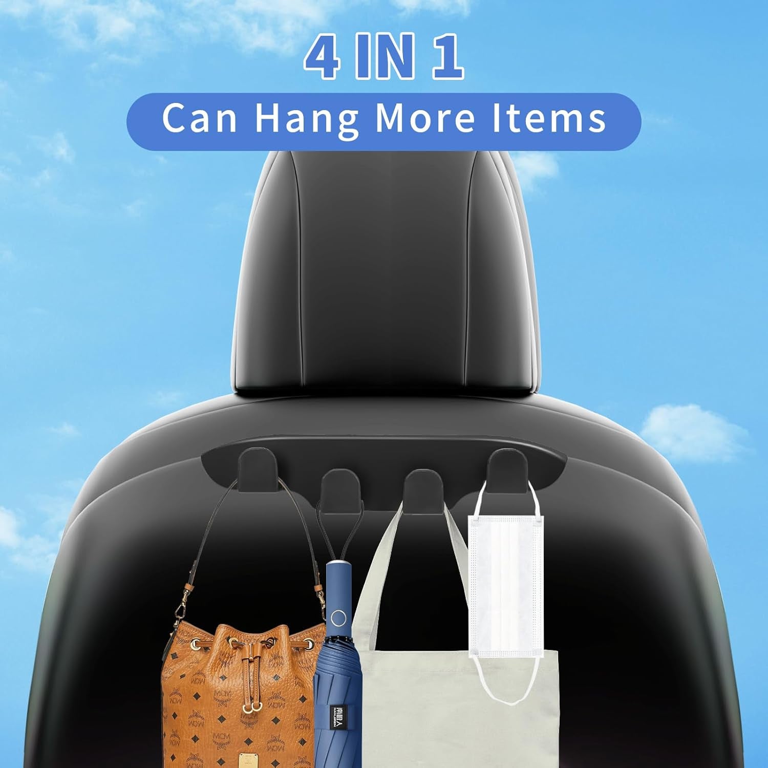 Seat Back Hooks for Tesla Model Y Accessories 2024-2021,Tesla Model 3 Accessories 2024-2017 Headrest Hooks for Car, Back Seat Organizer Hanger Holder Hook, 2 Pack