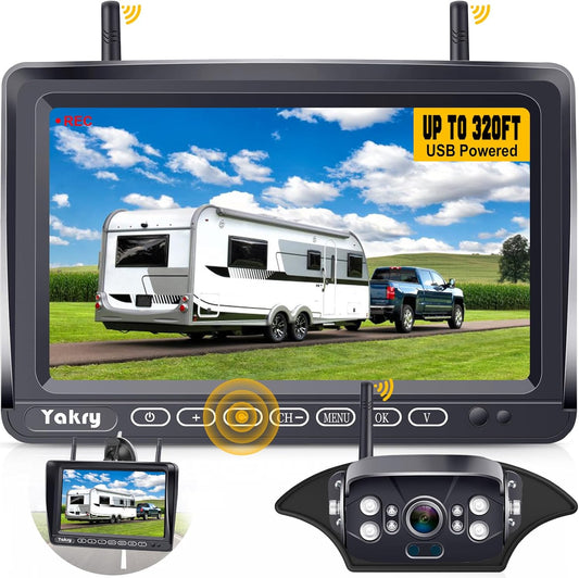 RV Backup Camera Wireless Plug and Play: Pre-Wired for Furrion System Recording Wide View Rear View Camera Clear Night Vision HD 1080P 7'' Touch Key Monitor for Trailer Camper Motorhome  Y27-N TRUCK DRIVER