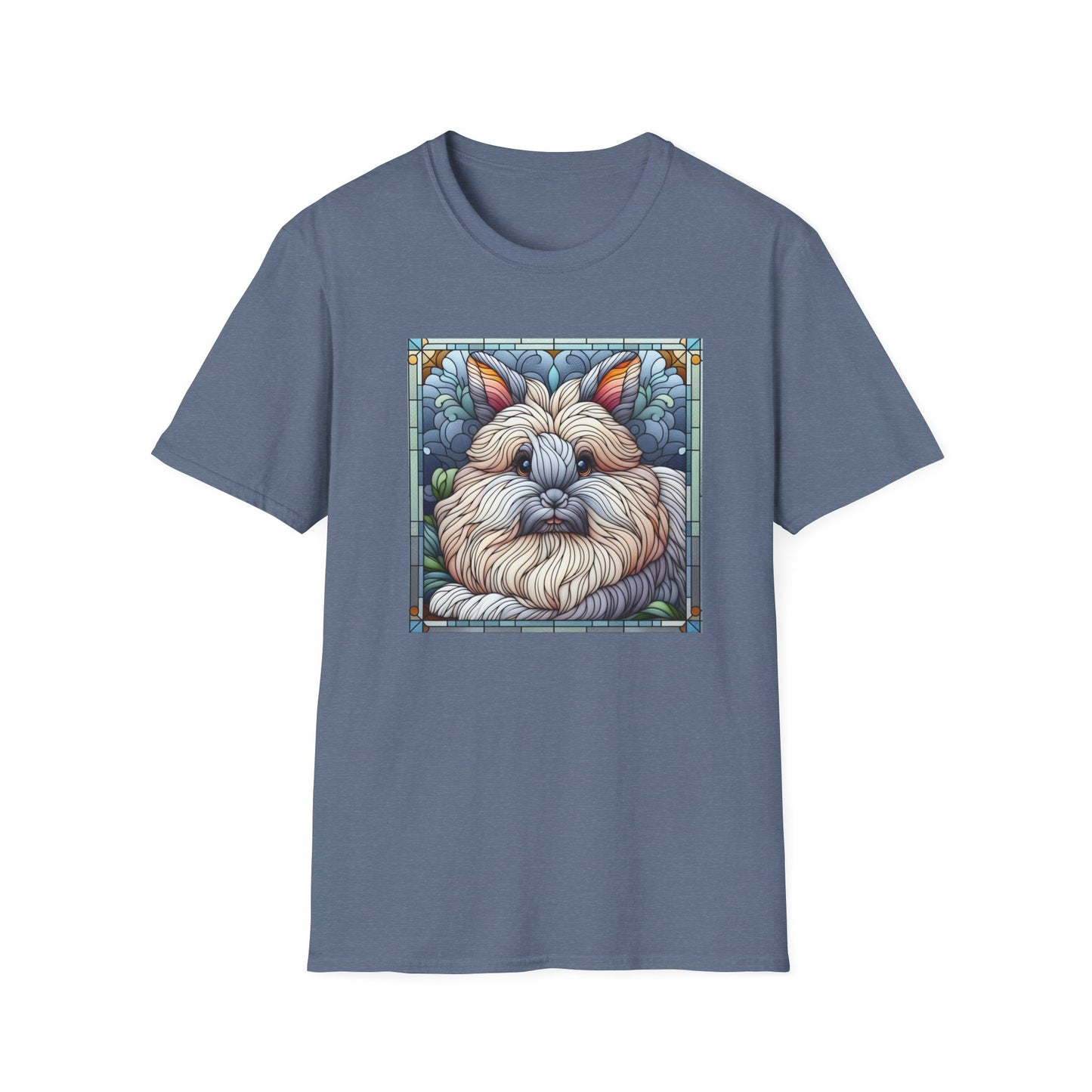 Angora Rabbit Animal Stained Glass Design Unisex Softstyle T-Shirt