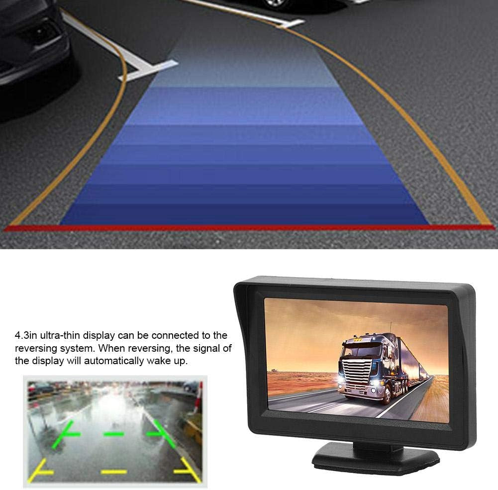 Car LCD Monitor, Plastic DC 9V-35V 3W 4.3In 2-Way AV Input Car Monitor LCD Display for Backup Reverse Camera
