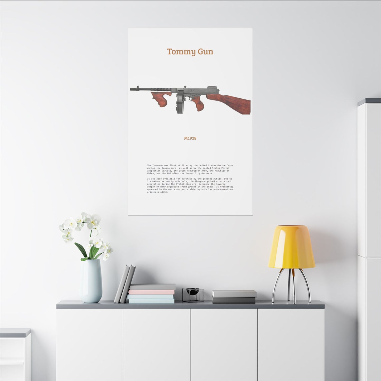 Thompson submachine gun TOMMY GUN M1928 Matte Canvas, Stretched, 0.75" (Multi-Size)
