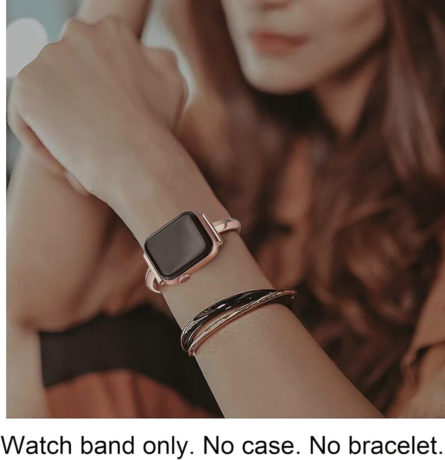 Stainless Steel Band Compatible with Apple Watch Band 38Mm 40Mm 41Mm 42Mm 44Mm 45Mm Iwatch SE Series 9 8 7 6 5 4 3 2 1, Slim Versatile Bangle Bracelet for Women