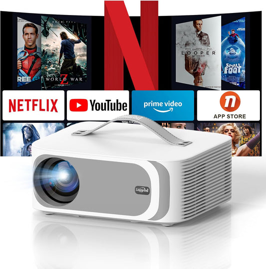 [AI Movin System Netflix-Licensed&Dolby] Smart-Projector-4K with Wifi 6 and Bluetooth,1000 ANSI Native 1080P,  Electric Focus Keystone Portable Proyector with Netflix/Youtube/Prime Video