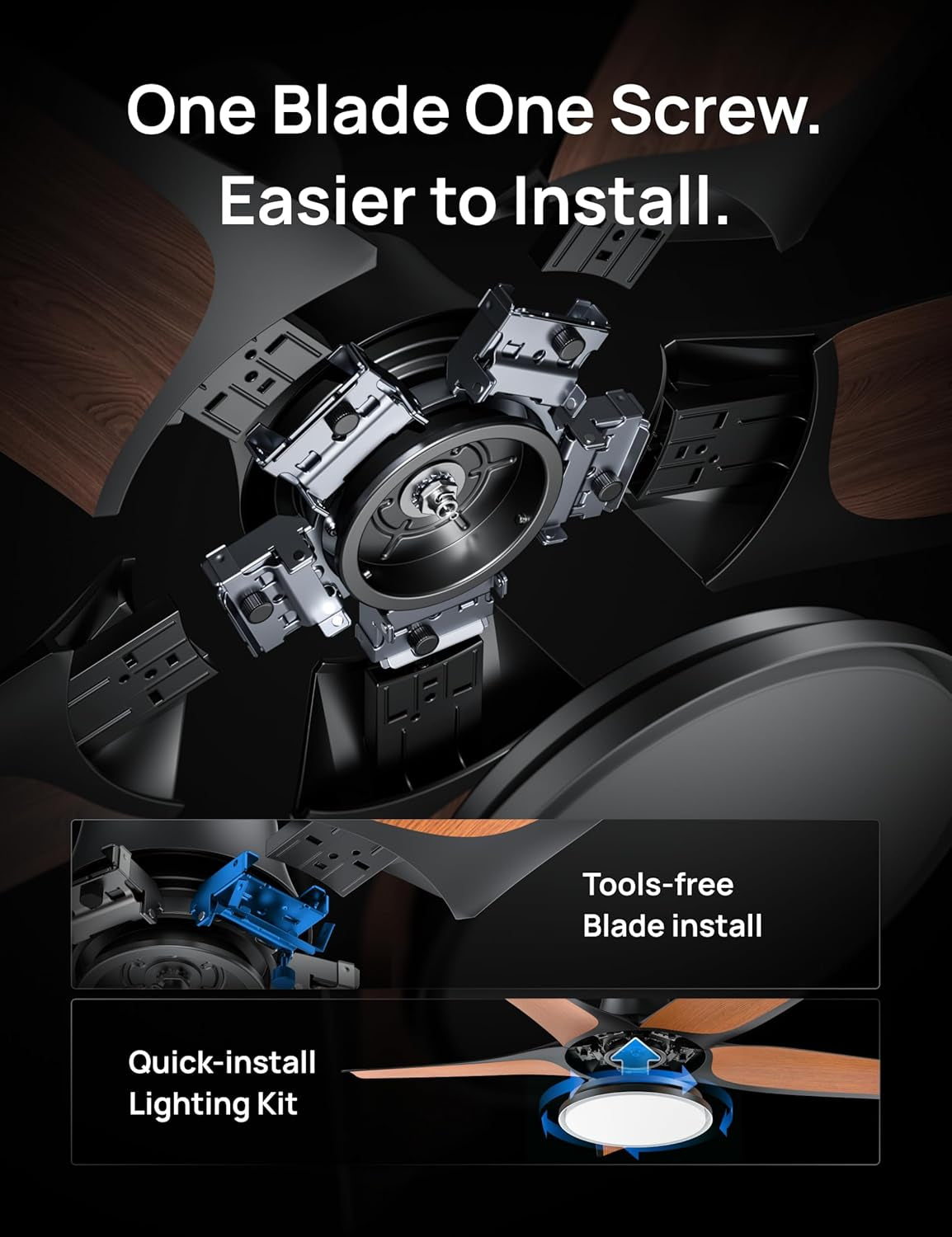 Smart Ceiling Fans with Lights, Low Profile Ceiling Fan with Alexa/App, 52'' Dimmable Lighting & Color Tuning, RGB Ambient Light for Living Room, Game Room, Easy Installation, Quiet, Black