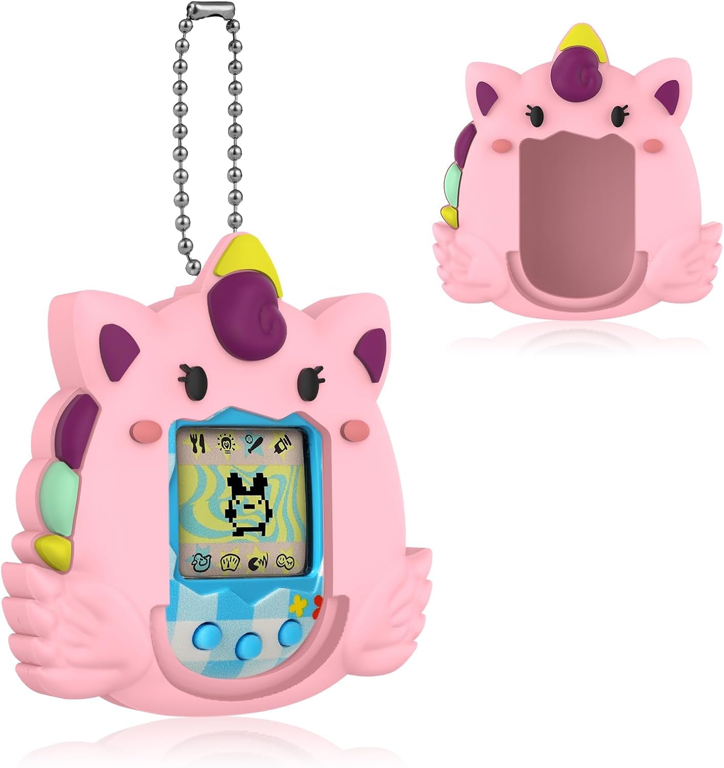 Silicone Case Compatible with Tamagotchi Original Virtual Pet Game Machine, Pink Anime Cute Cartoon Virtual Pet Game Machine Protector Cover for Tamagotchi Original Accessories ZOUSA